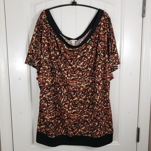 CATO Cold Shoulder Bateau Neck Gold Camo